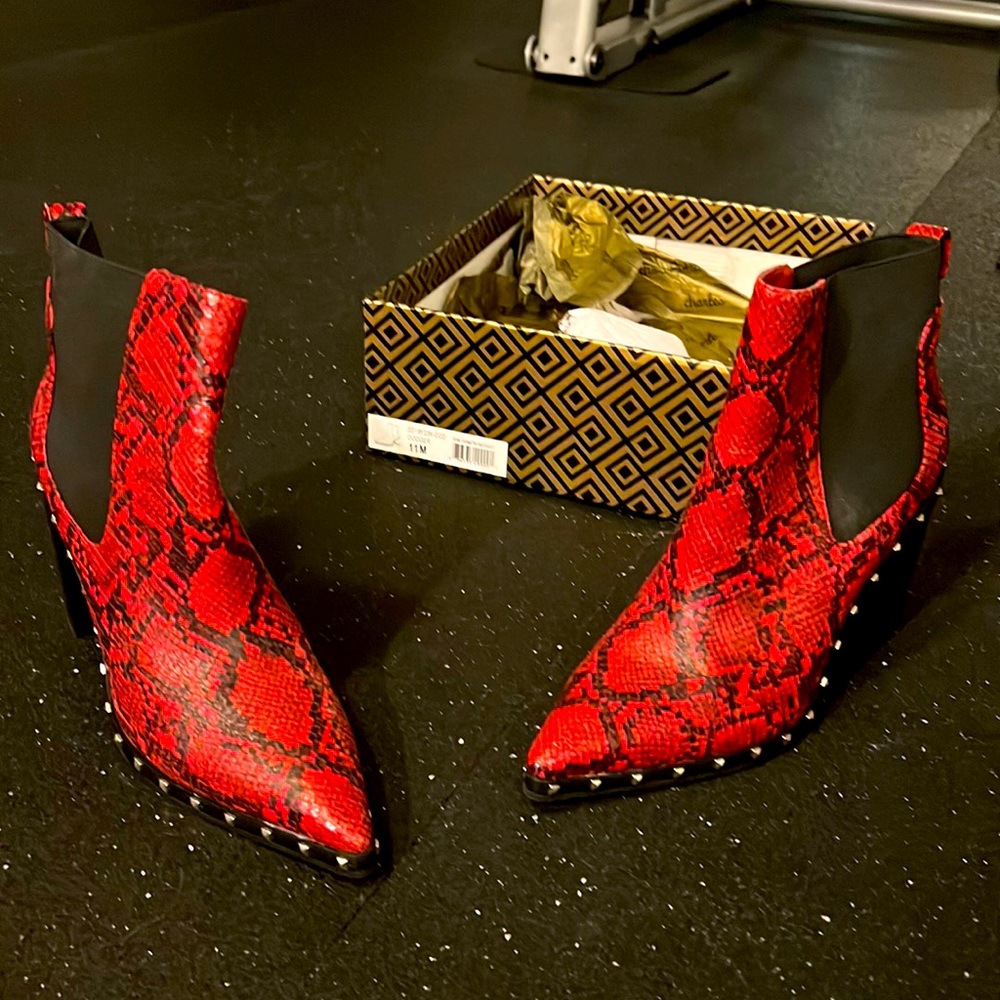 Charles by Charles David Dodger snake print booties 11
